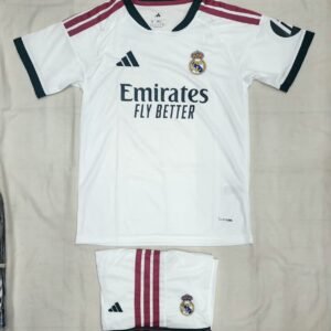 Real Madrid Home 2026 Set Version Jersey with matching shorts in classic white design.