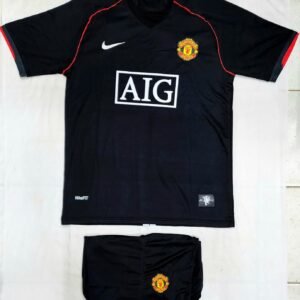 Manchester United 2008 away jersey set version with matching shorts, classic retro football kit.